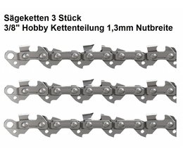 Sägekette Kettensäge 3x für 30cm Schwert 3/8" Hobby 45 Trgl. 1,3mm Nut