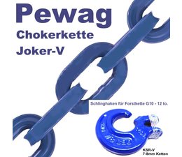 Forstkette 2,0m 4-Kant 8mm Pewag Joker V Schlinghaken KSR-V + Nadel Bruchlast 12t