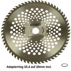 Rodungssägeblatt Hartmetall 40-Zahn 255 x 20 / 25,4 x 1.8 Freischneider Rodung Sägeblatt mit Adapterring