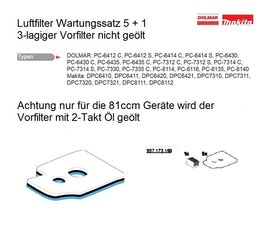 Luftfilter Filterset 5+1 Dolmar Makita Trennschleifer Motortrennschleifer