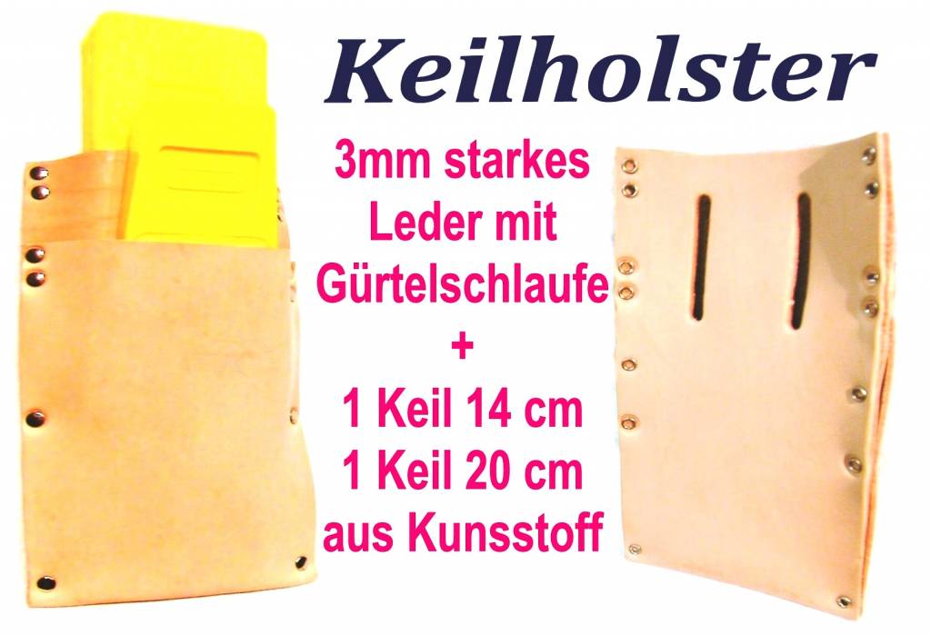 Forstkeil Holster Keilholster Keiltasche 3mm Leder + 2 Schnittkeile -  Motorgeräte-Tensfeld