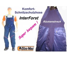 Schnittschutzhose Latzhose Gr. 58 Oleo-Mac Komfort Schnittschutz - A - vorn Klasse 1 blau Interforst