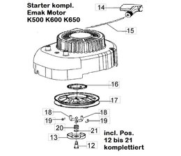 Handstarter Rasenmäher Seilzugstarter Starter komplett für Emak Motor K500 K600 K650 Rasenmäher efco  Oleo-Mac Victus Dynamac