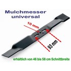 Rasenmähermesser Mulchmesser L. 45 / 46 cm universal bei Rasenmäher mit 10mm Messerzentrierung