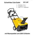 Schneefräse Cub-Cadet 4-Takt Benzin-Motor Räumpaddel Räumnreite 53cm 230V Elektrostarter + Seilzugstarter