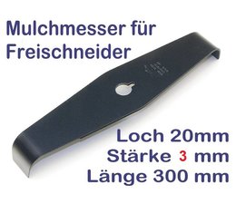Freischneidermesser Mulchmesser 300 x 20 x 3mm 2-Zahn 90° Kröpfung Dickichtmesser Motorsense Freischneider