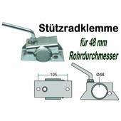 Anhängerstützrad - Halter / Stützradklemme für PKW - Anhänger mit 48mm Rohrdurchmesser