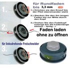 Fadenkopf Shindaiwa R20 , R25 , R35 F C23  C25  C250  C27 Freischneider / Motorsense mit 8 X 1.25 Li Bolzen am Kopf EasyLoad