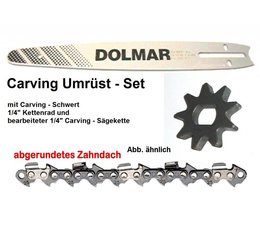 Carving Umrüstung 1/4" Kettenteilung 30cm Dolmar ES-33A / 38A / 42A Elektro- Kettensäge Kettenrad + Schwert + Sägekette