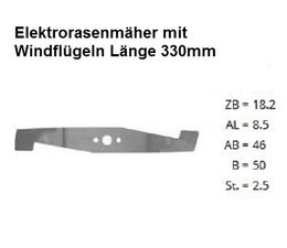 Rasenmähermesser 33cm CastelGarden Dolmar Alpina Honda Stiga Wolf  McCulloch  Sondermesser mit Windflügel