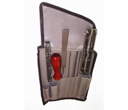 Schärfsatz Rolltasche OZAKI mit 3 Feilen 4,0 mm u. Halter mit Lehre für Sägekette 3/8"H + 1/4"Teilung