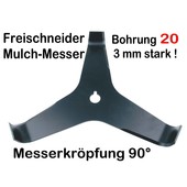Freischneider Mulchmesser 3-Zahn 90° 300 x 20 x 3 mm Dickichtmesser für Motorsense