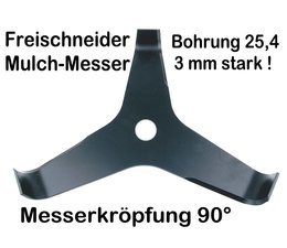 Freischneider Mulchmesser 3-Zahn 90° 300 x 25,4 x 3 mm Dickichtmesser - Freischneidermesser für Motorsense