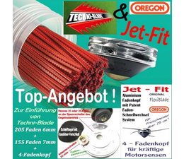 Freischneider Fadenschneider / Mähkopf / Fadenkopf Oregon Jet-Fit 4 Set mit 360 Fäden für Motorsensen