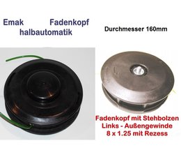 Fadenkopf Efco + Oleo-Mac 8x1,25 Li. Bolzen / Außengewinde  160mm  Profi bis 3,5mm Fadenstärke