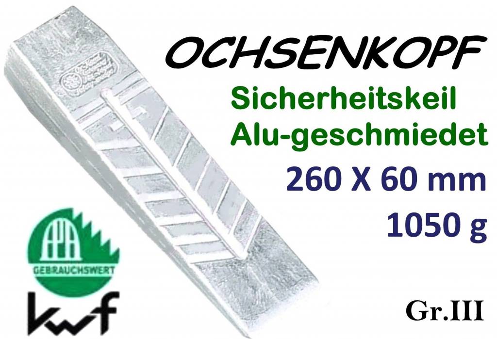 Forstkeil 265 x 60 mm 1050g Ochsenkopf Alu-Keil Größe 3 kwf empfohlen -  Motorgeräte-Tensfeld