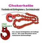 Forstkette 2,0m 4-Kant 9mm Rückekette G8 Schlinghaken rot mit Auflage + Nadel Chokerkette rot Bruchlast  10,5 to.