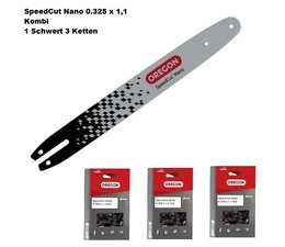 Schneidgarnitur Schwert 40cm + 3 Ketten Oregon SpeedCut Nano Stihl 021 025 MS 230 MS 250 Kettenteilung 0.325 x 1,1 Nut