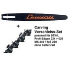 Carvingschwert 35cm Cannon für Stihl 024 026 MS240 MS260 + 1/4" Kette als Verschleiß-Set ohne Kettenrad