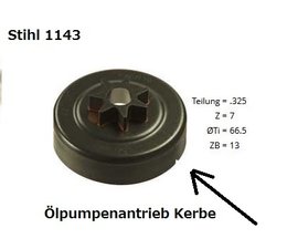 Kettenrad 0.325" Teilung Stihl Typ 1143 Spurkettenrad für Kettensäge