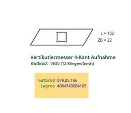 Vertikutierer Messer Gutbrod  VE35  (12 Klingen/Gerät) Ersatzmesser 1 Satz 12 Stück