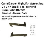Rasenmähermesser 92cm Castel-Garden Twin-Cut HighLift Windflügelmesser Satz Castel Garden Rasenmäher