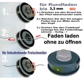 Fadenkopf Shindaiwa R20 , R25 , R35 F C23  C25  C250  C27 Freischneider / Motorsense mit 7 X 1.00 Li Bolzen am Kopf EasyLoad