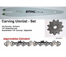 Carving Umrüstung 1/4" 30cm Schnittlänge Spitzue 20mm Nutbreite 1,3mm Stihl E14 + MSE 140 141 160 170 180 190 200 230 Elektro- Kettensäge original Carvingschiene