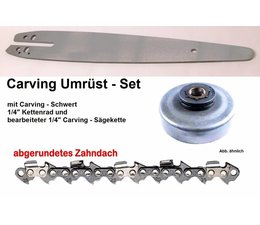 Carving Umrüstsatz Husqvarna 36 41 136 Kettensäge + Modelle von Partner Schwert 30cm Kettenrad 1/4" Sägekette