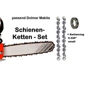 Schneidgarnitur Makita für Dolmar PS 43 > 115 + 460 > 6100 Schwert 38cm + 2 Sägeketten 0.325" P 64 Trgl. 1,5 Nut mit 325 Kettenring