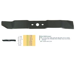 Rasenmähermesser 46cm Al-Ko Comfort 46-B, 46-BR, 470-B, BR, BRE, BRA, Premium 470-B, Silver 470-E, HW, 4700-B/BR, BRH, PM46ES, Power Line 4700-E, 4710-HW