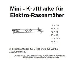 Vertikutiermesser Kraftharke Kämdornharke für Elektro-Rasenmäher mit 2x Kämdorn