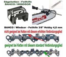 Feilhilfe EIA / BAHCO 3/8" Hobby-Teilung ohne Sicherheitsglied Feile 4,0mm leichtes schärfen Sägekette Kettensäge