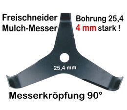 Freischneider Mulchmesser 3-Zahn 90° 300 x 25,4 x 4 mm Dickichtmesser für Motorsense