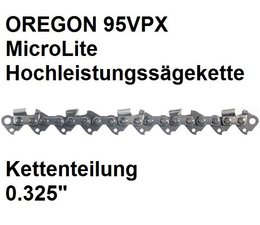 Sägekette 0.325" x 72 Trgl.x 1,3mm Nutbreite OREGON 95VPX MicroLite Halbmeißel mit Sicherheitsverbindungsgliedern Sägekette 0.325" x 72 Trgl.x 1,3mm Nutbreite OREGON 95VPX MicroLite Halbmeißel mit Sicherheitsverbindungsgliedern