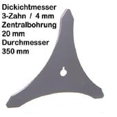 Freischneidermesser 350 / 20 / 4mm 3-Zahn Gras- und Dickichtmesser für Motorsense u. Freischneider