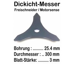 Freischneidermesser 300 / 25,4 / 3mm 3-Zahn Gras- und Dickichtmesser für Motorsense u. Freischneider