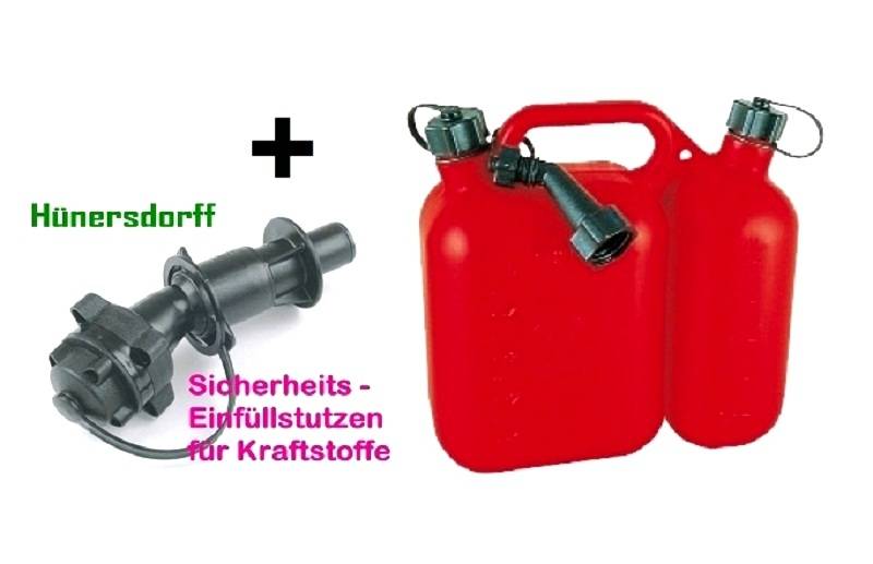 Doppelkanister Kettensäge + Hünersdorff Kraftstoff Einfüllsystem -  Motorgeräte-Tensfeld