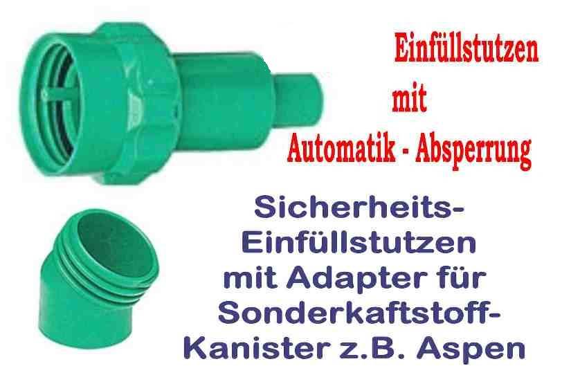 Doppelkanister 3,5 + 1,5 Li. für Kettensäge Kraftstoff + Kettenöl 2 manuell  Einfüller - Motorgeräte-Tensfeld