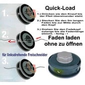 Fadenkopf Efco + Oleo-Mac 8x1,25 Li. Bolzen / Außengewinde Quick-Load mit 2,4mm Faden für Motorsense