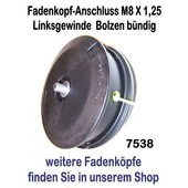 Fadenkopf Husqvarna 16R + 25R vor 87 + Jonsered Red 300 , LR 200 bis 300 8 X 1.25 Li. Bolzen Außengewinde