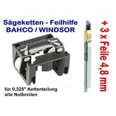 Feilhilfe EIA BAHCO + 3 Feilen 4,8mm für 0.325" Kettenteilung schärfen der Sägekette für Kettensäge