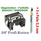 Feilhilfe EIA BAHCO + 3 Feilen 5,5mm für 3/8" Profi - Kettenteilung schärfen der Sägekette für Kettensäge