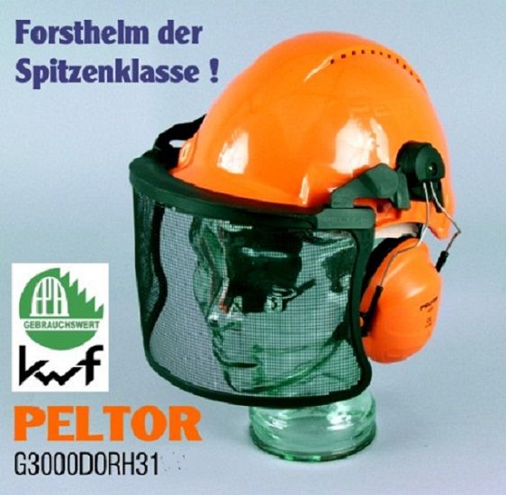 Forsthelm Peltor G3000 uvicator Motorgeräte-Tensfeld Metall-Visier H31 - Sicherheitshelm Gehörschutz