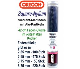 Freischneider Mähfaden Oregon Square-Nylium 2,55mm x 42cm Länge 100 Faden-Stücke Motorsense Alu-Mähkopf