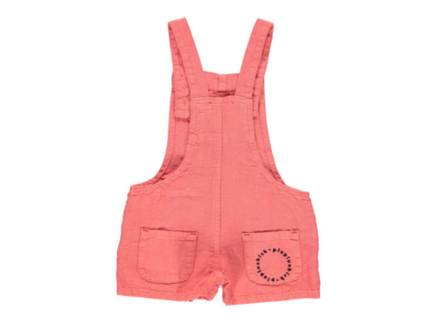 Piupiuchick short dungarees coral linen