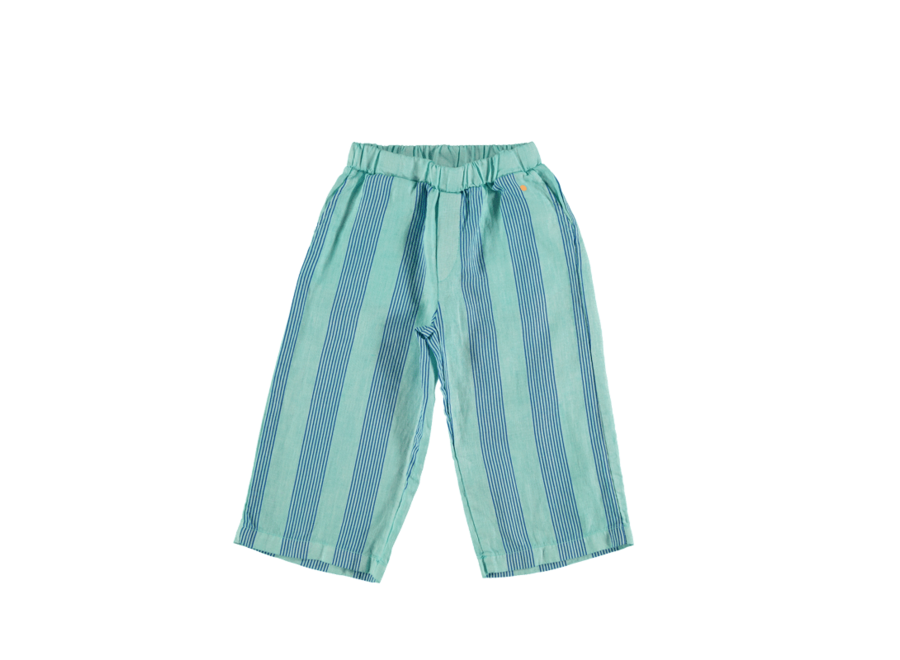 Bonmot linen trouser multi stripes turquoise