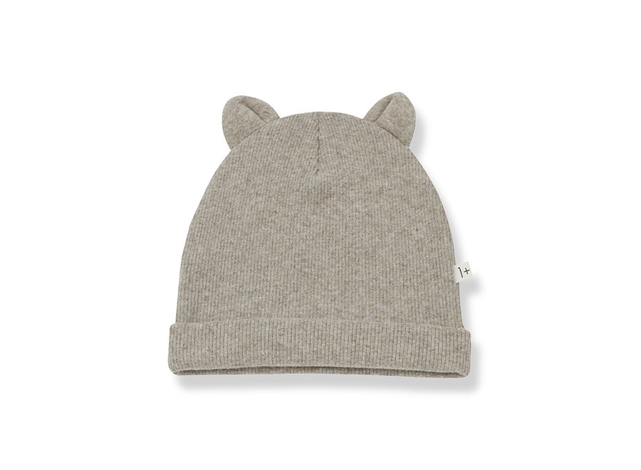 Mull beanie with ears beige