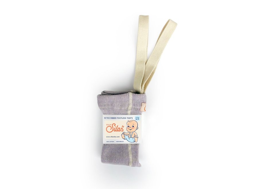 Retro Ribbed Footless Cotton Tights Creamy Lavender