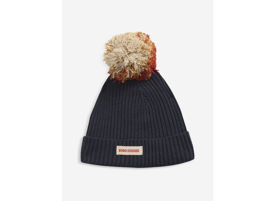 Multicolor Pompom knitted beanie